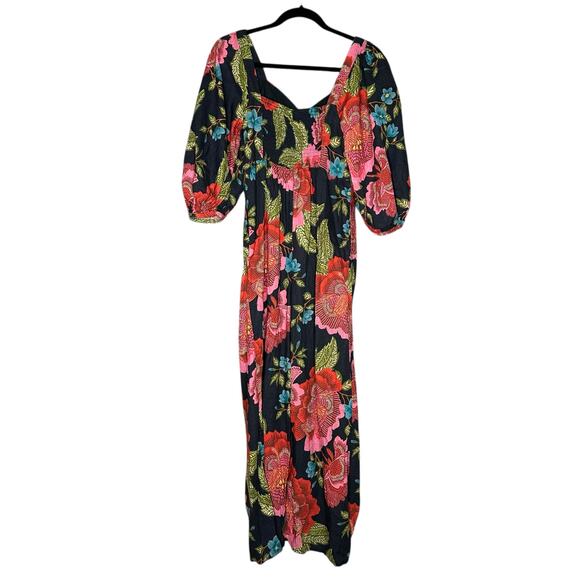 FARM RIO Colorful Floral One Piece Jumpsuit Women's Size Small Linen Blend FLAW - Picture 2 of 14
